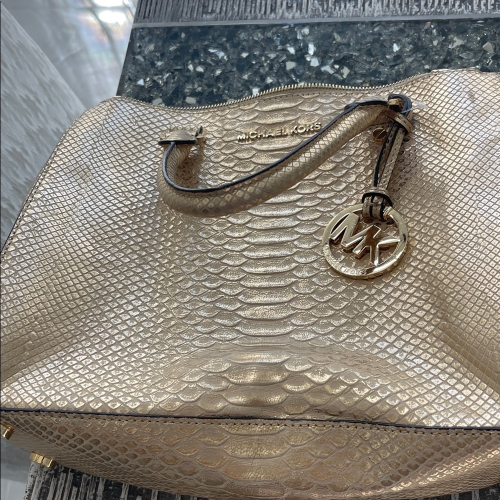 Michael Kors Gold Satchel with Signature Charm - Picture 12 of 12